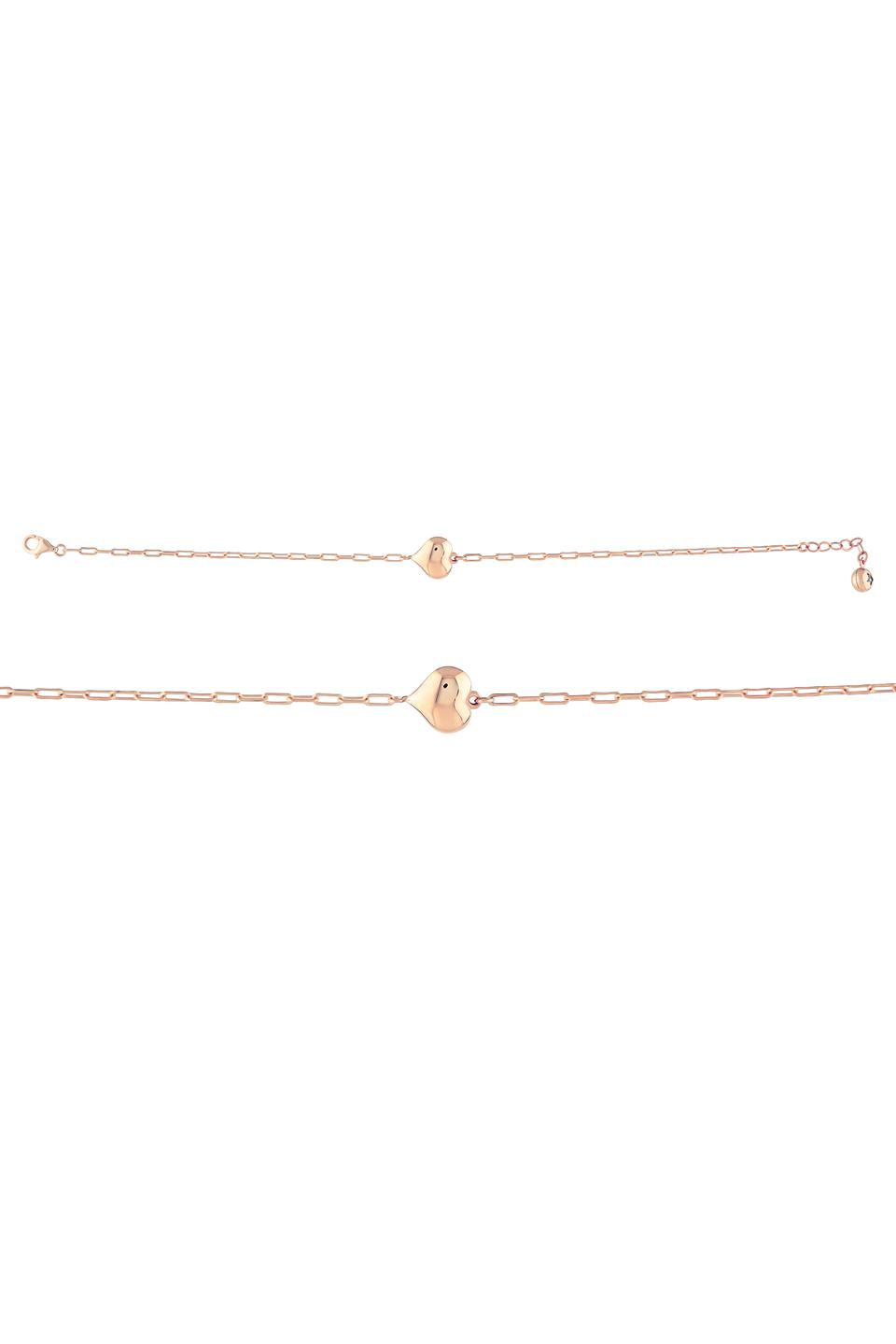 Solid Gold Paper Clip Chain Heart Bracelet