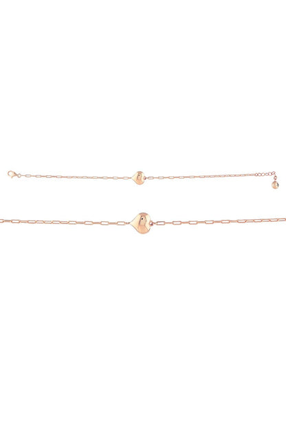 Solid Gold Paper Clip Chain Heart Bracelet