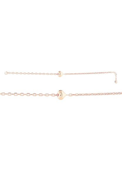 Solid Gold Paper Clip Chain Heart Bracelet