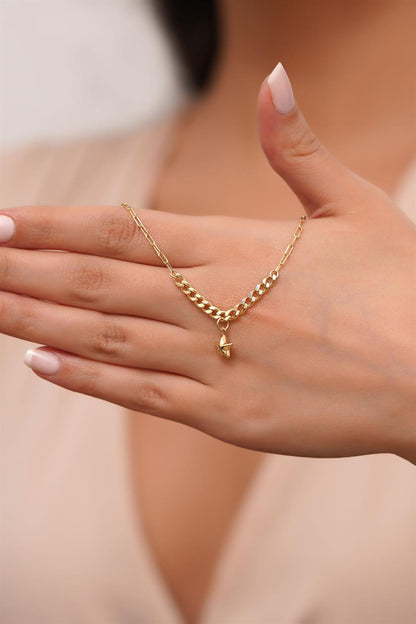 Solid Gold Paper Clip Chain Wobbly Star Bracelet