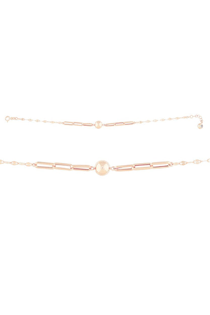 Solid Gold Paper Clip Chain Ball Bracelet