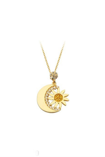 Collier soleil lune en or massif | 14K (585) | 2,63 grammes