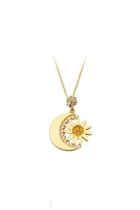 Collar de sol de luna de oro macizo | 14K (585) | 2,63 gramos