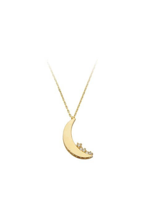 Solid Gold Moon Necklace | 14K (585) | 1.79 gr