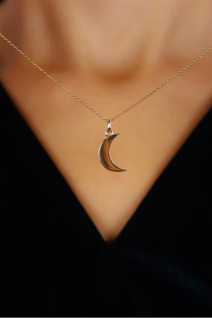 Solid Gold Moon Necklace | 14K (585) | 2.05 gr