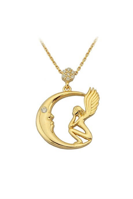 Collier ange lune en or massif | 14K (585) | 3,01 grammes