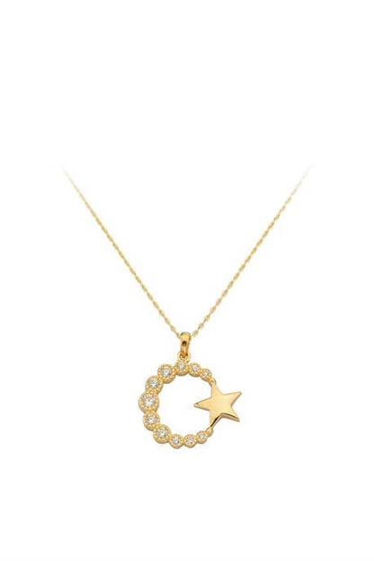 Collar de estrella de luna de oro macizo | 14K (585) | 2,46 gramos