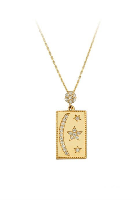 Collar de estrella de luna de oro macizo | 14K (585) | 2,61 gramos