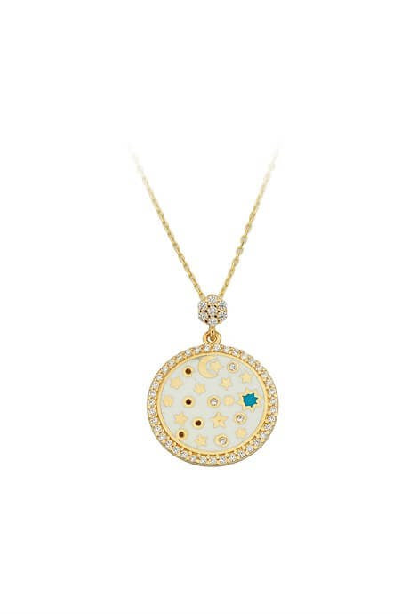 Solid Gold Moon Star Locket Necklace | 14K (585) | 3.22 gr