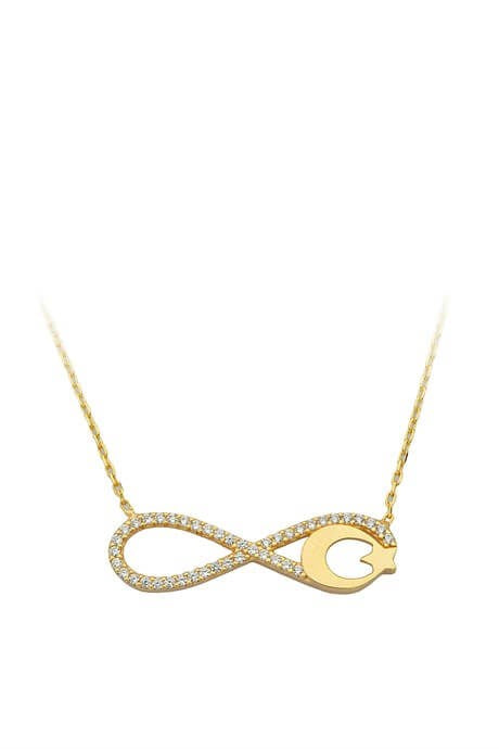 Collier infini étoile de lune en or massif | 14K (585) | 2,10 gr