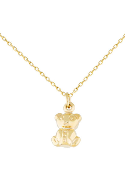 Solid Gold Teddy Bear Necklace