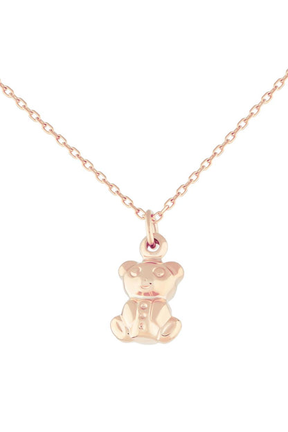 Solid Gold Teddy Bear Necklace