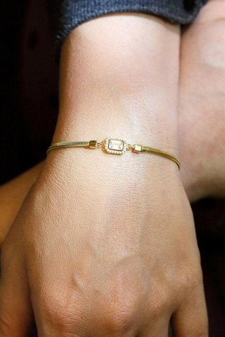 Solid Gold Baguette Gemstone Bracelet | 14K (585) | 2.96 gr