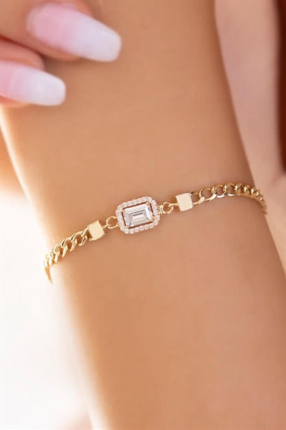 Solid Gold Baguette Gemstone Bracelet | 14K (585) | 3.39 gr
