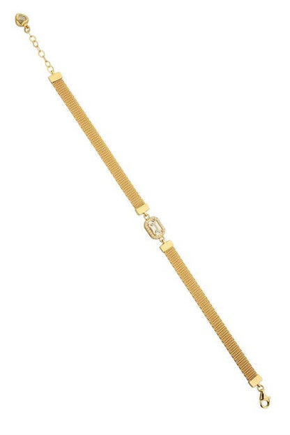 Brazalete de piedras preciosas baguette de oro macizo | 14K (585) | 7,37 gramos