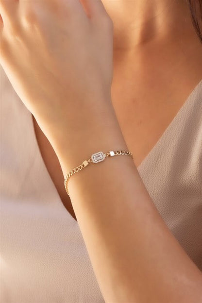 Bracelet en or massif avec pierres précieuses baguette | 14K (585) | 3,39 grammes