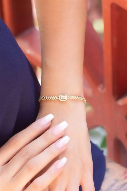 Solid Gold Baguette Gemstone Bracelet | 8K (333) | 3.54 gr