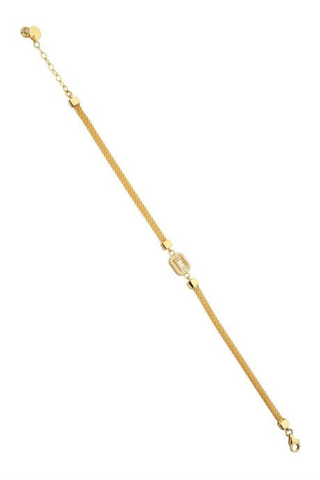 Bracelet en or massif avec pierres précieuses baguette | 14K (585) | 4,71 grammes