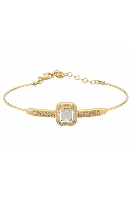 Solid Gold Baguette Gemstone Bracelet | 14K (585) | 4.34 gr