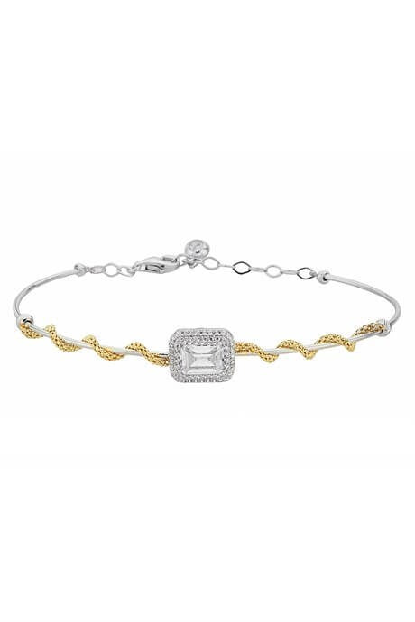 Brazalete de piedras preciosas baguette de oro macizo | 14K (585) | 4,14 gramos