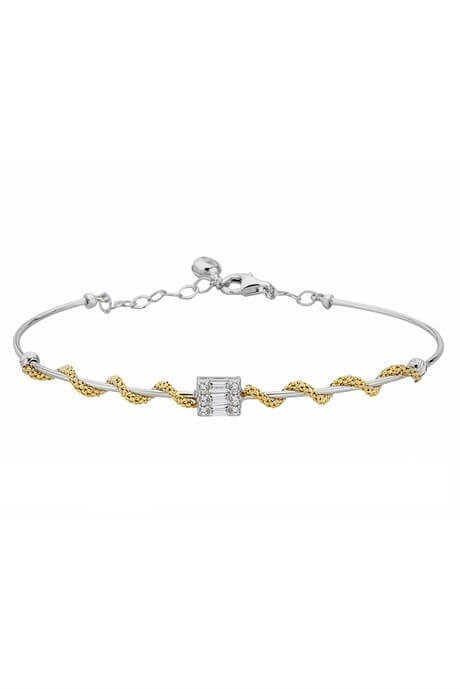 Bracelet en or massif avec pierres précieuses baguette | 14K (585) | 3,27 grammes