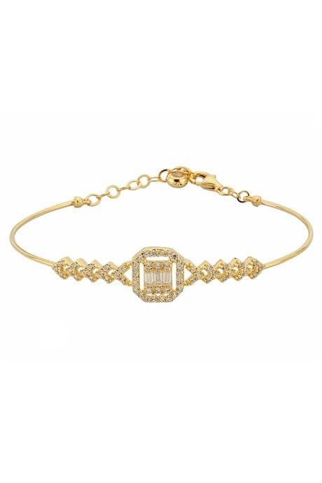 Bracelet en or massif avec pierres précieuses baguette | 14K (585) | 3,99 grammes