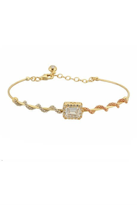 Bracelet en or massif avec pierres précieuses baguette | 14K (585) | 3,98 grammes