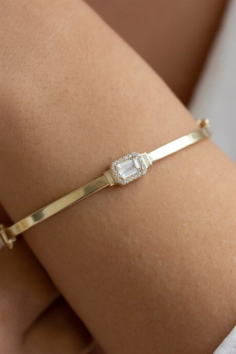 Bracelet en or massif avec pierres précieuses baguette | 14K (585) | 5,58 grammes