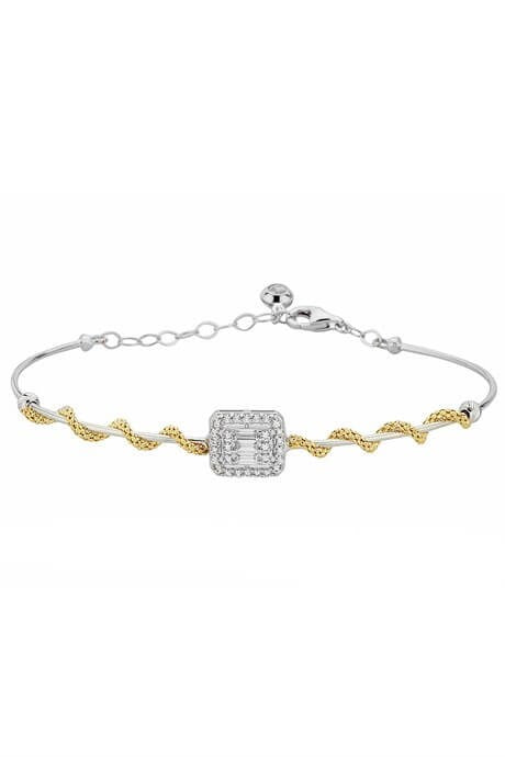 Bracelet en or massif avec pierres précieuses baguette | 14K (585) | 3,70 gr