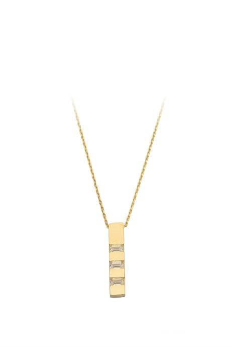 Collar de barra de piedras preciosas baguette de oro macizo | 14K (585) | 2,03 gramos