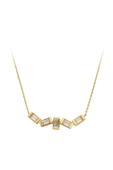 Solid Gold Baguette Gemstone Necklace | 14K (585) | 2.44 gr