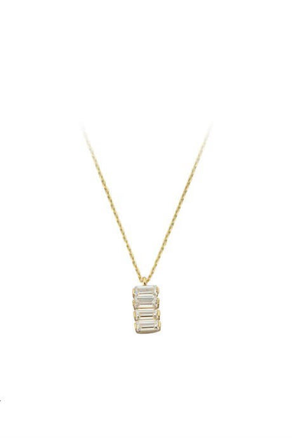 Solid Gold Baguette Gemstone Necklace | 14K (585) | 1.50 gr
