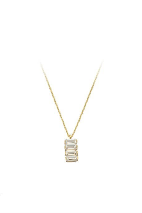 Collier de pierres précieuses baguette en or massif | 14K (585) | 1,50 gr