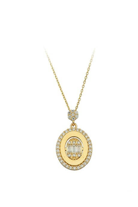 Solid Gold Baguette Gemstone Necklace | 14K (585) | 2.92 gr
