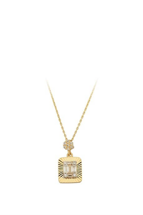Solid Gold Baguette Gemstone Necklace | 14K (585) | 2.63 gr