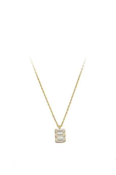 Collier de pierres précieuses baguette en or massif | 14K (585) | 1,37 g