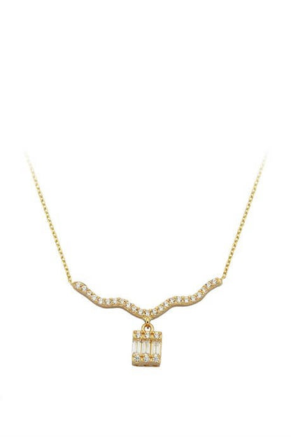 Solid Gold Baguette Gemstone Necklace | 14K (585) | 2.05 gr