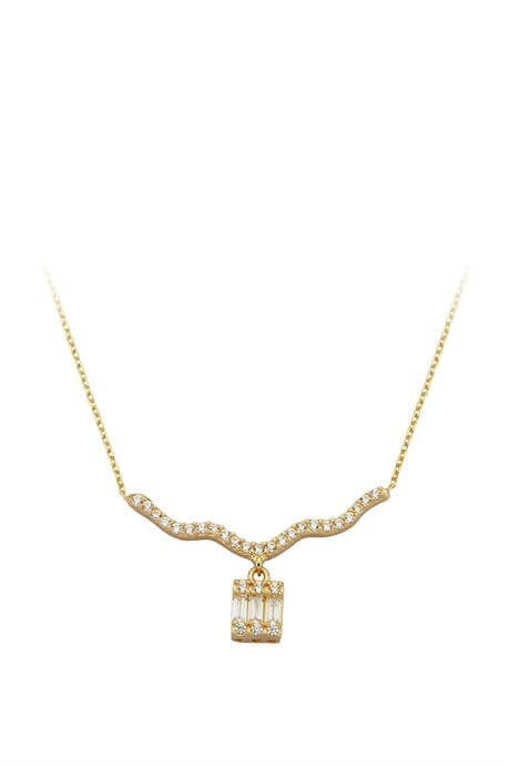 Solid Gold Baguette Gemstone Necklace | 14K (585) | 2.05 gr