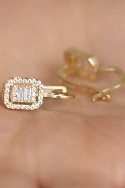 Solid Gold Baguette Gemstone Earring | 14K (585) | 2.35 gr