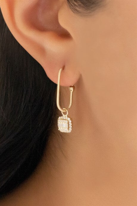 Solid Gold Baguette Gemstone Earring | 14K (585) | 2.39 gr