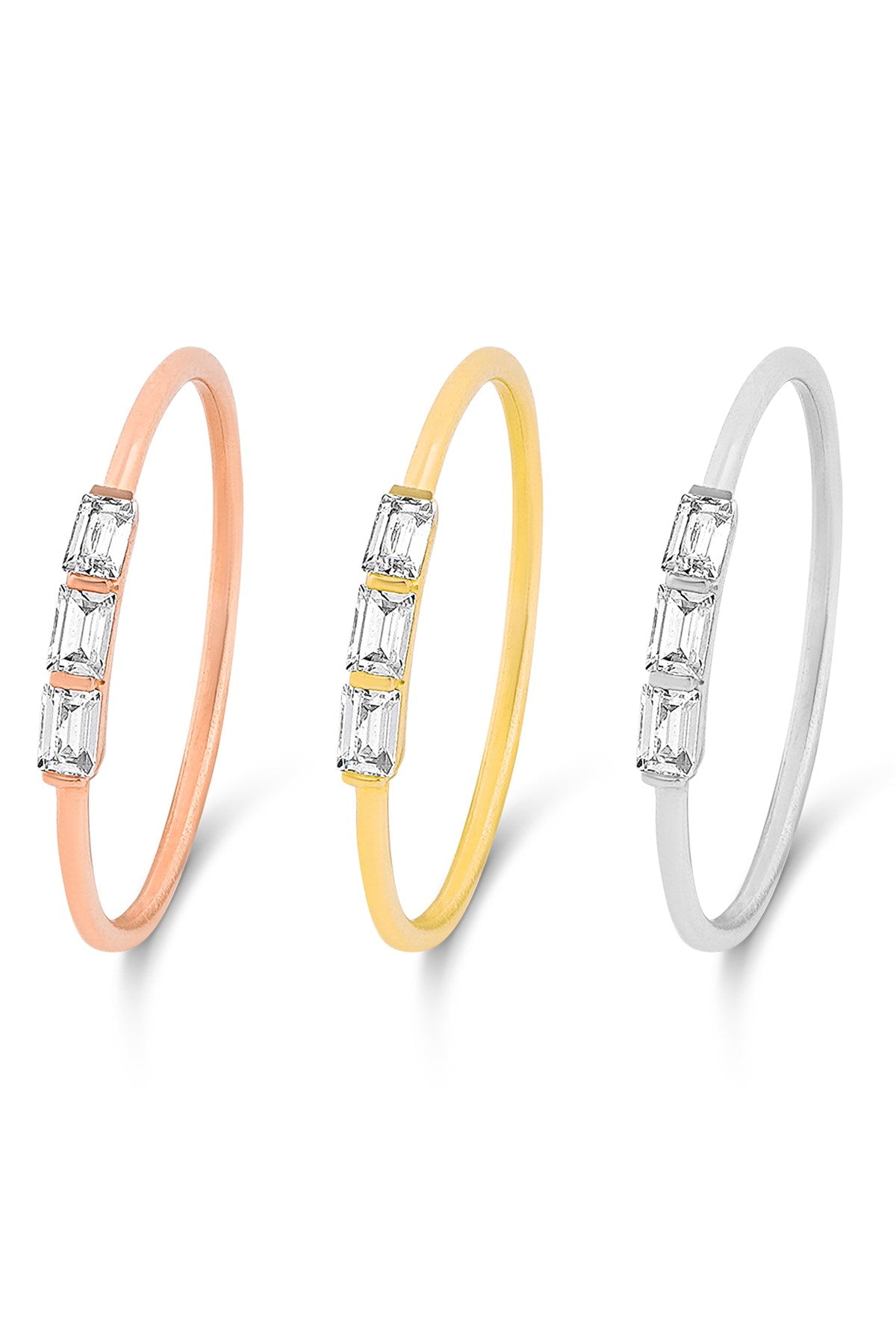 Solid Gold Baguette Gemstone Minimal Ring