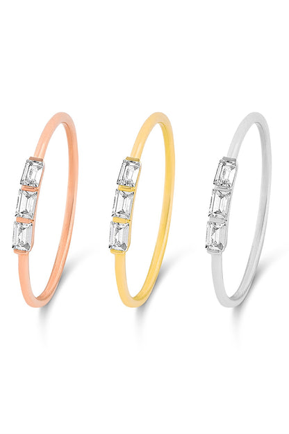 Solid Gold Baguette Gemstone Minimal Ring