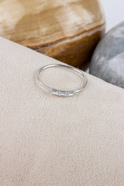 Solid Gold Baguette Gemstone Minimal Ring