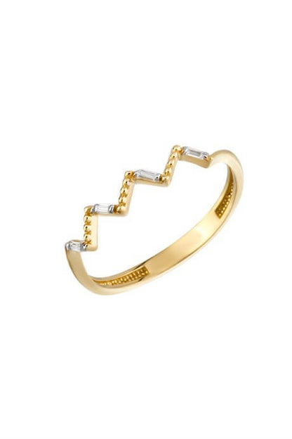 Solid Gold Baguette Gemstone Minimal Ring | 14K (585) | 1.20 gr