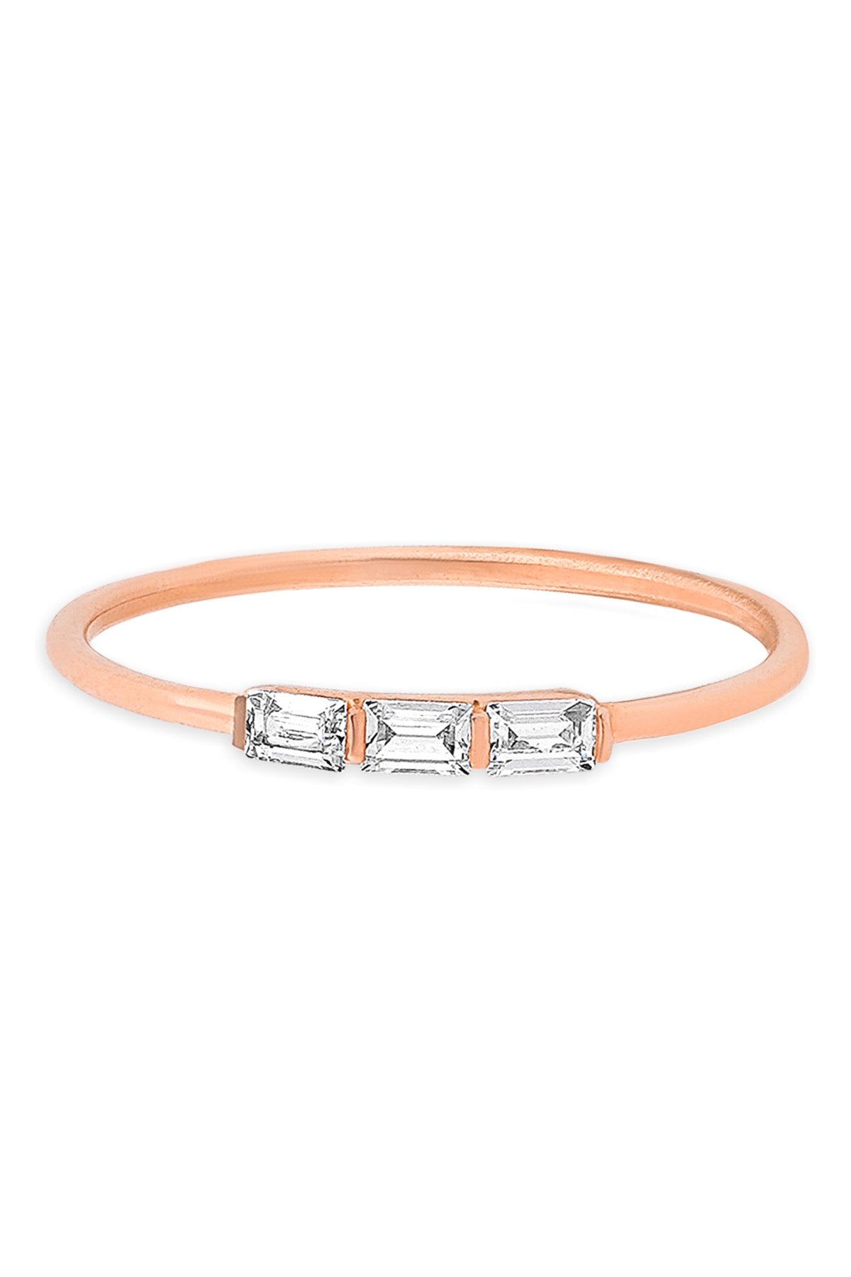 Solid Gold Baguette Gemstone Minimal Ring