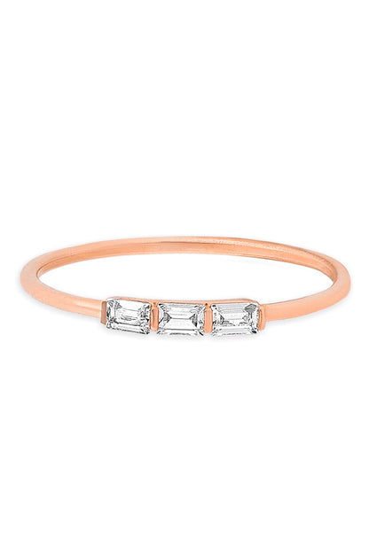 Solid Gold Baguette Gemstone Minimal Ring