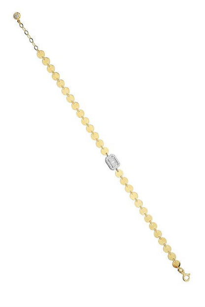 Solid Gold Baguette Gemstone Design Bracelet | 14K (585) | 3.56 gr