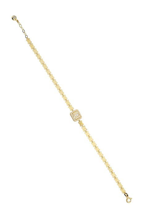 Solid Gold Baguette Gemstone Design Bracelet | 14K (585) | 3.49 gr