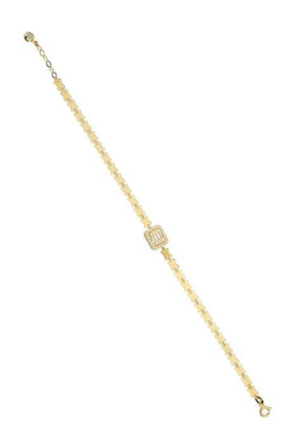 Bracelet de conception de pierres précieuses baguette en or massif | 14K (585) | 3,49 grammes