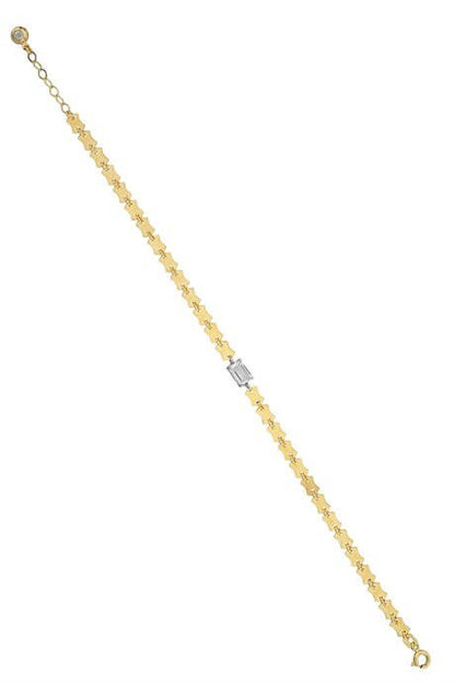 Solid Gold Baguette Gemstone Design Bracelet | 14K (585) | 2.91 gr